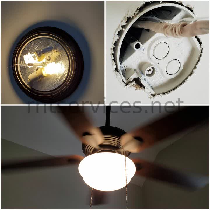 Light fixture replaced with ceiling fan